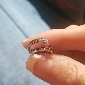 Red diamond sterling silver hoops